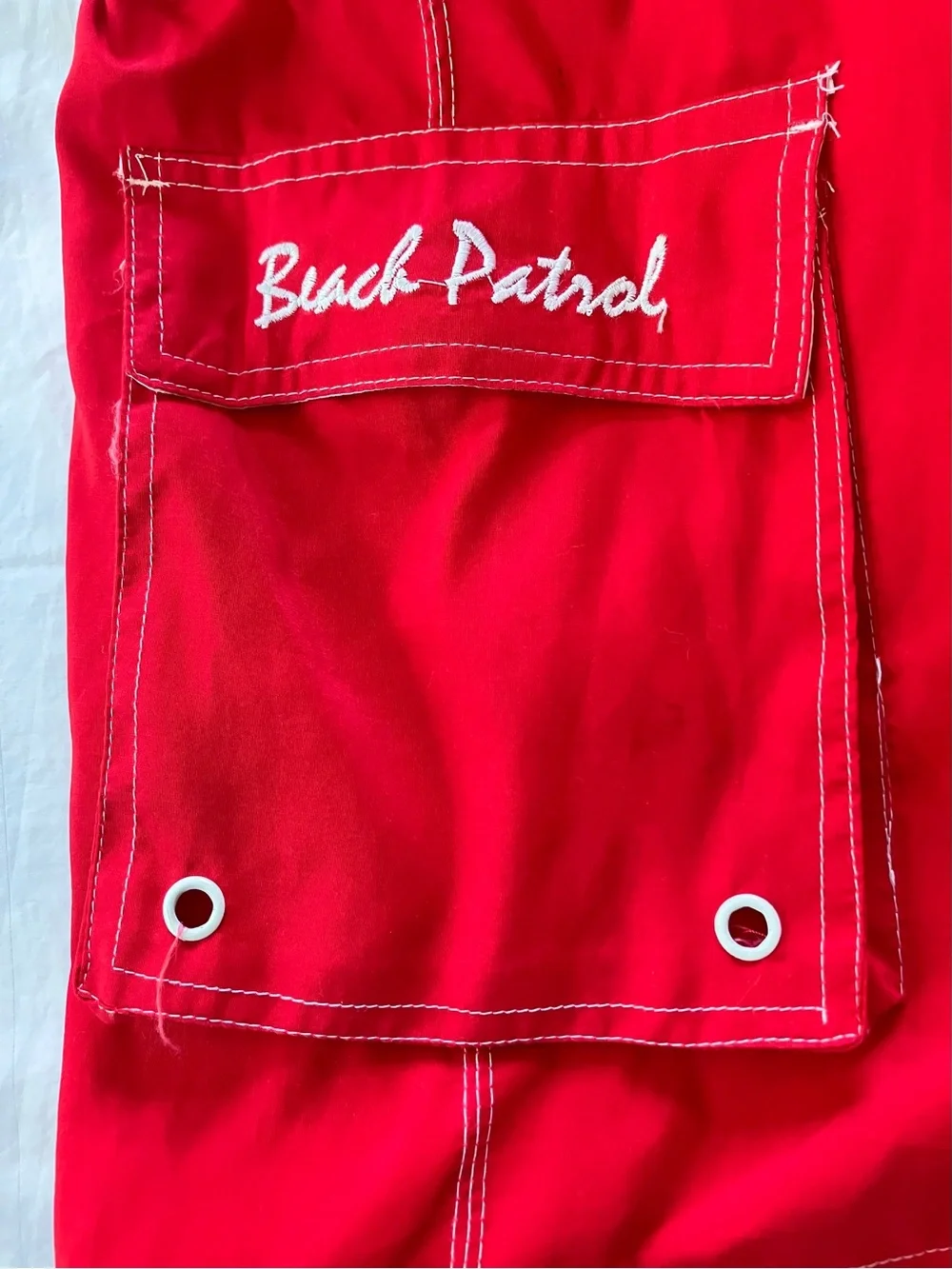 Men's Red Board Shorts with Side Cargo